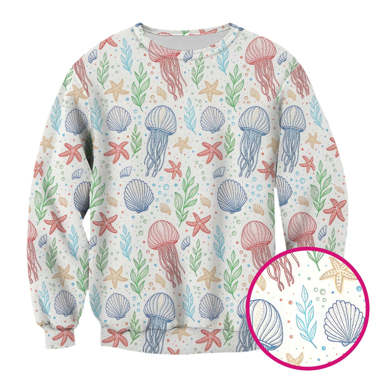 Ocean Jellyfish Starfish Seashell Nurse Scrub Top