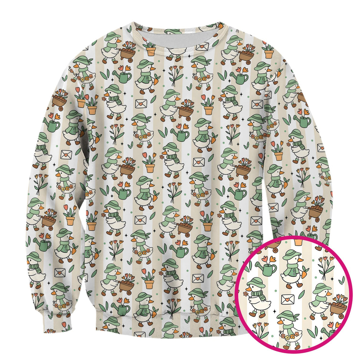 Gardening Duck Floral Nurse Scrub Top