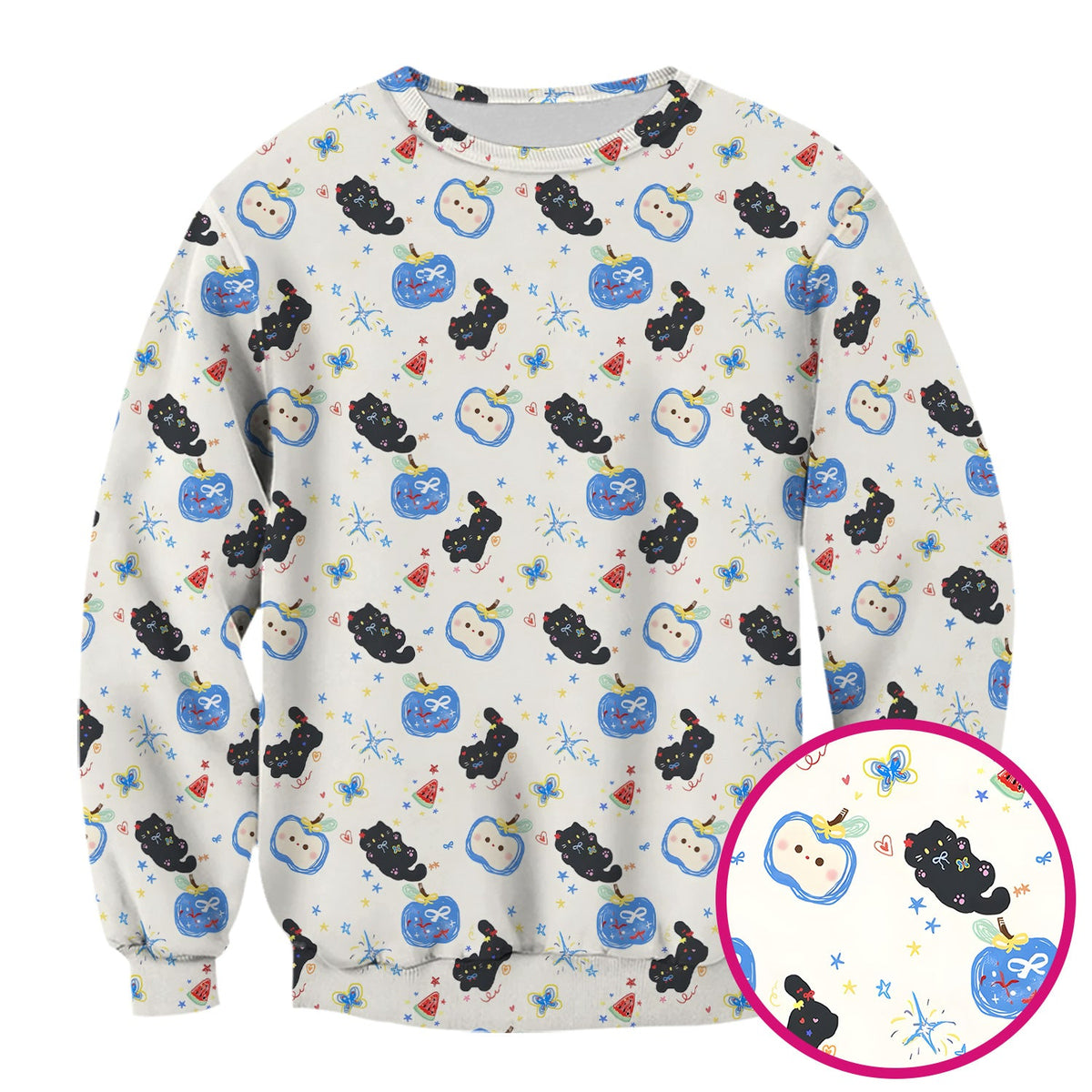Cute Black Cat Apple Nurse Scrub Top
