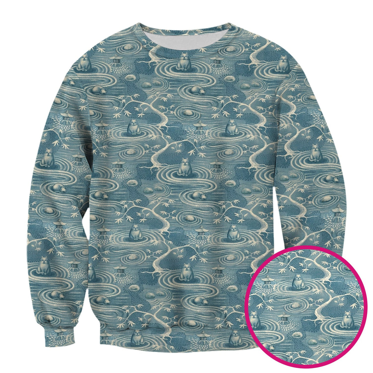Zen Cat Water Garden Nurse Scrub Top