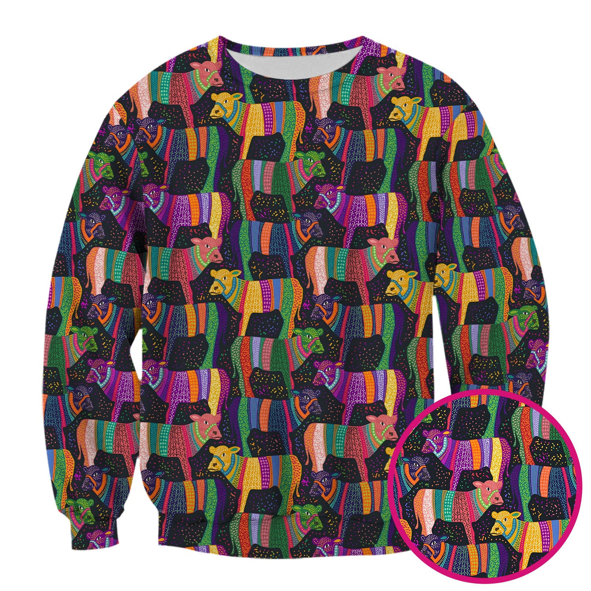 Vibrant Patchwork Rainbow Cow Nurse Scrub Top