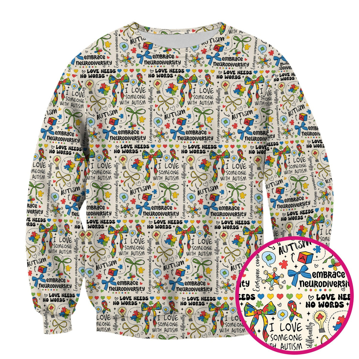 Autism Awareness Puzzle Ribbon Pastel Nurse Scrub Top