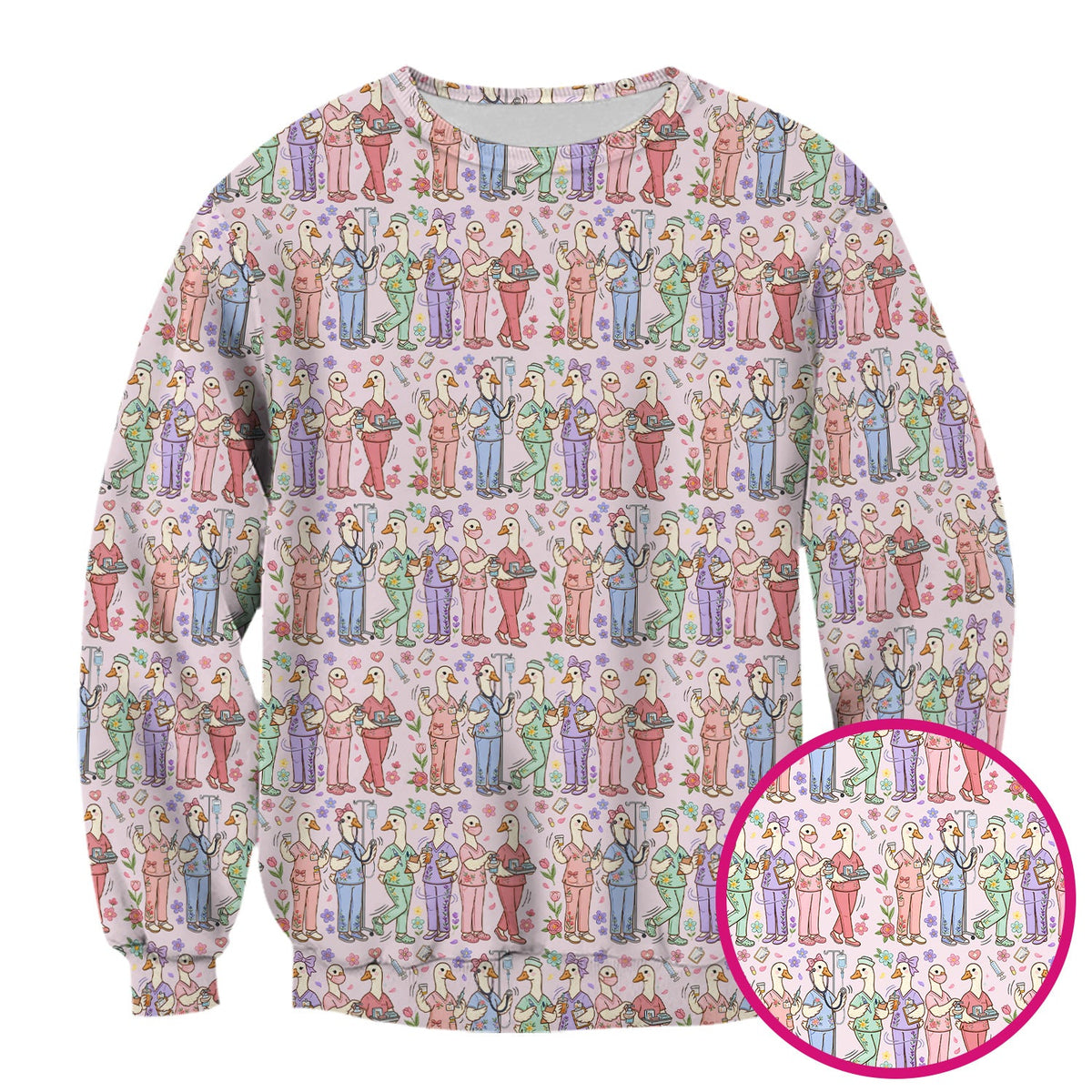 Goose Characters Floral Nurse Scrub Top