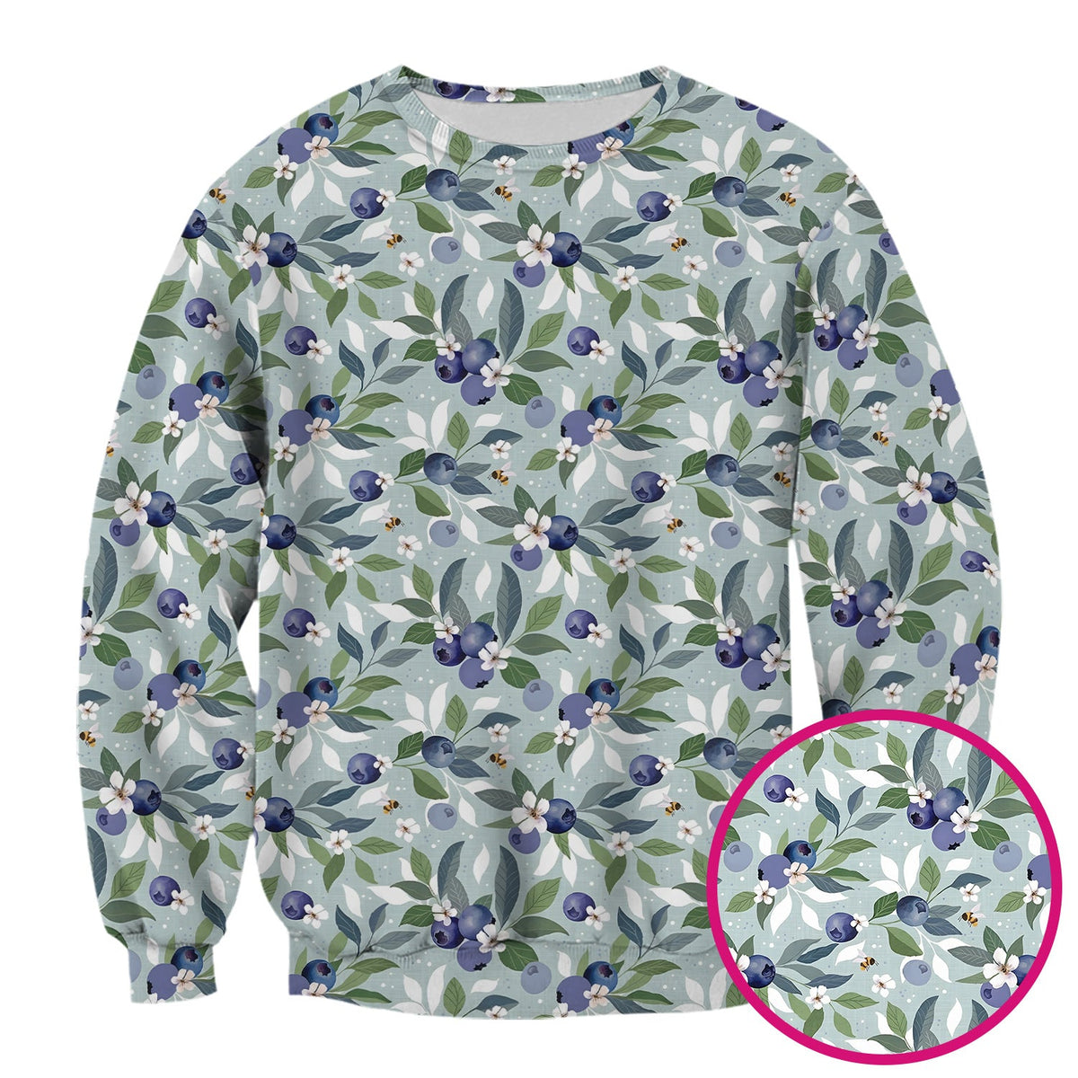 Fresh Blueberry Blossom Garden Nurse Scrub Top
