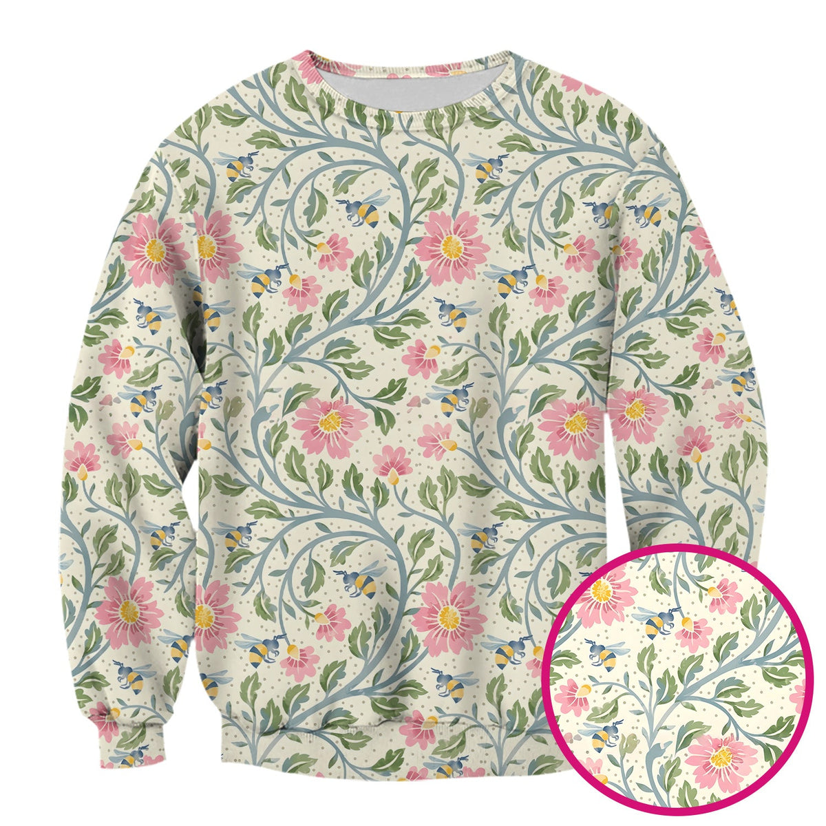Floral Bee Garden Nurse Scrub Top
