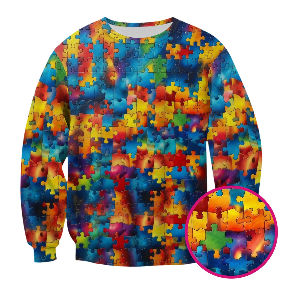 Rainbow Puzzle Piece Nurse Scrub Top