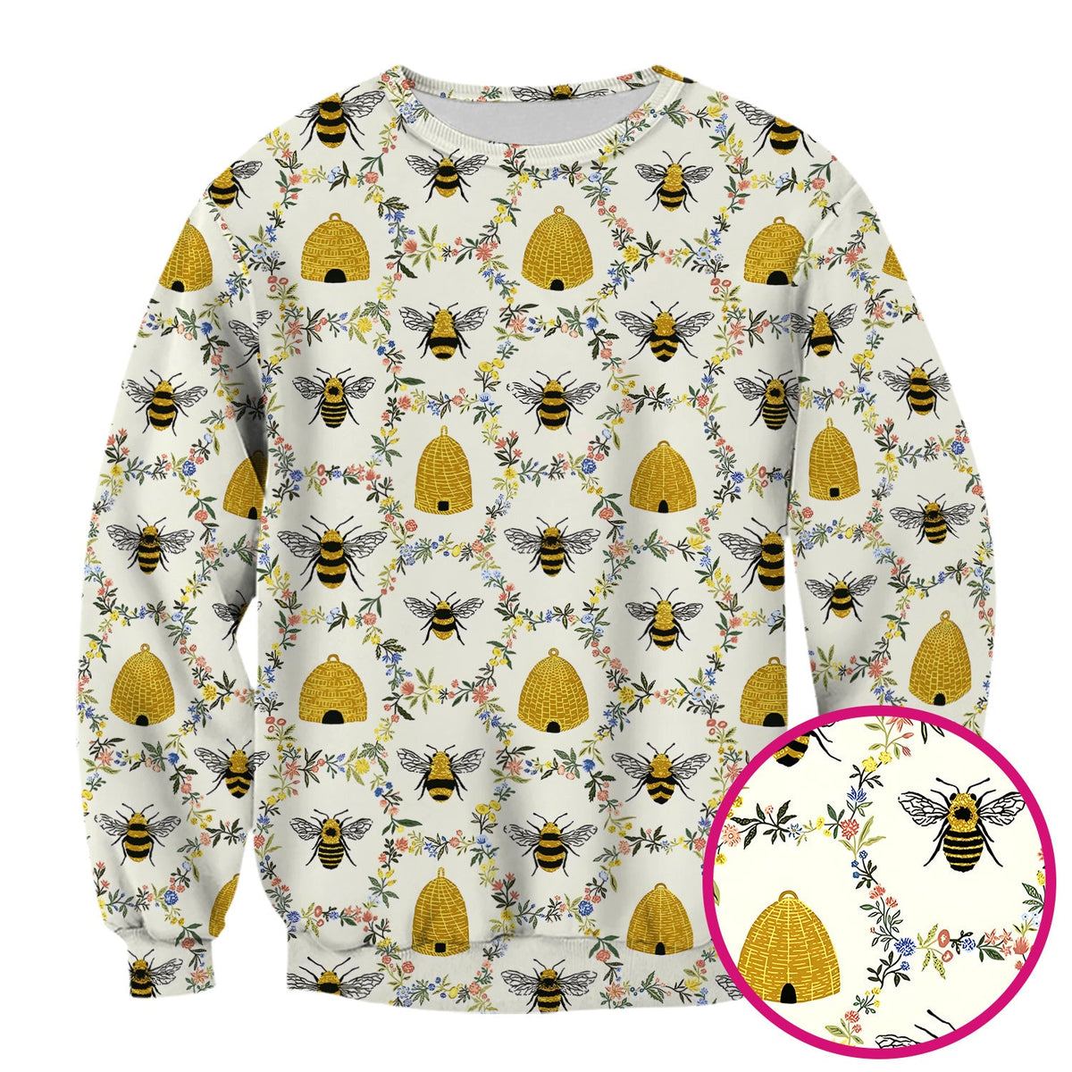Honey Bee Beehive Floral Nurse Scrub Top