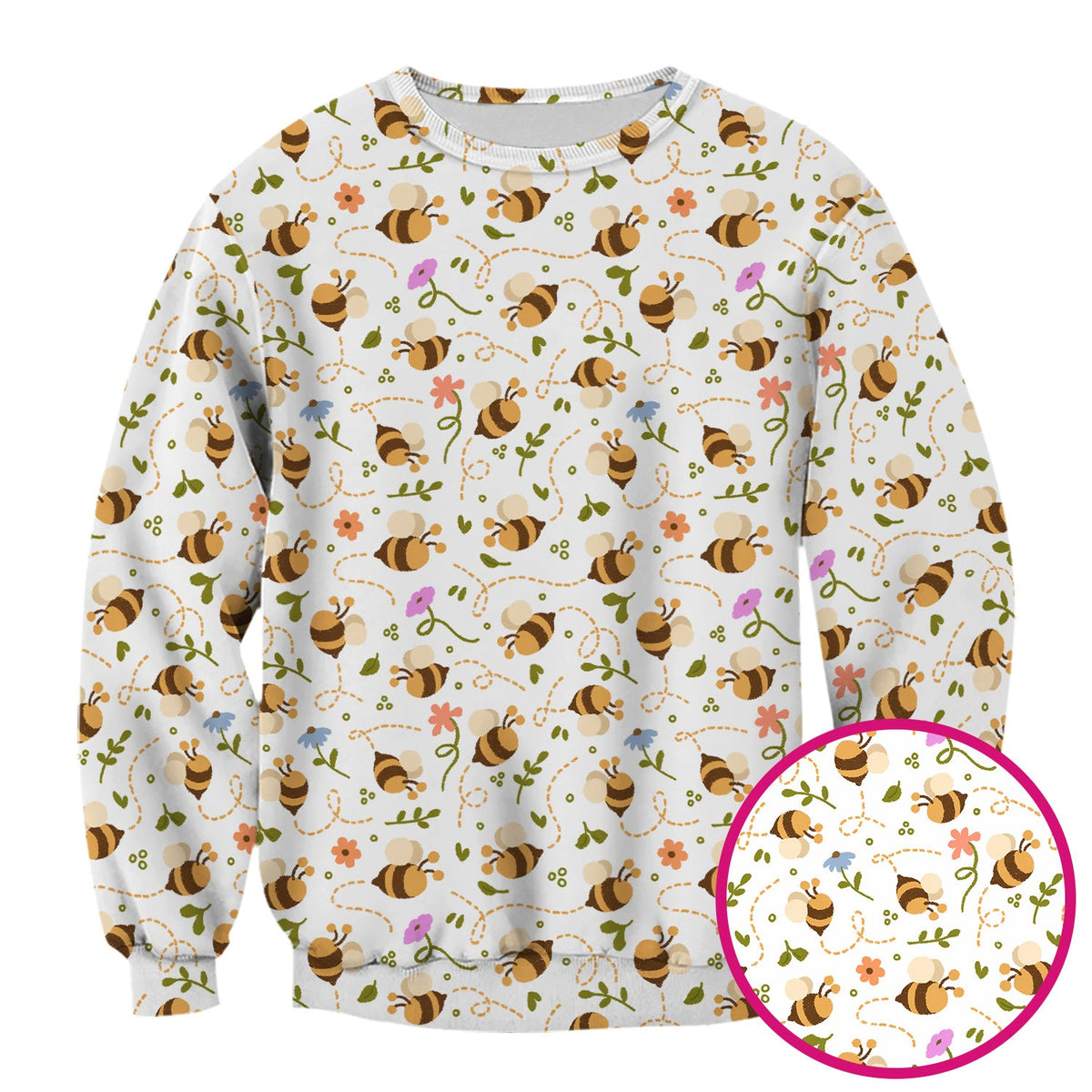 Bee Flying Floral Trail Garden Nurse Scrub Top