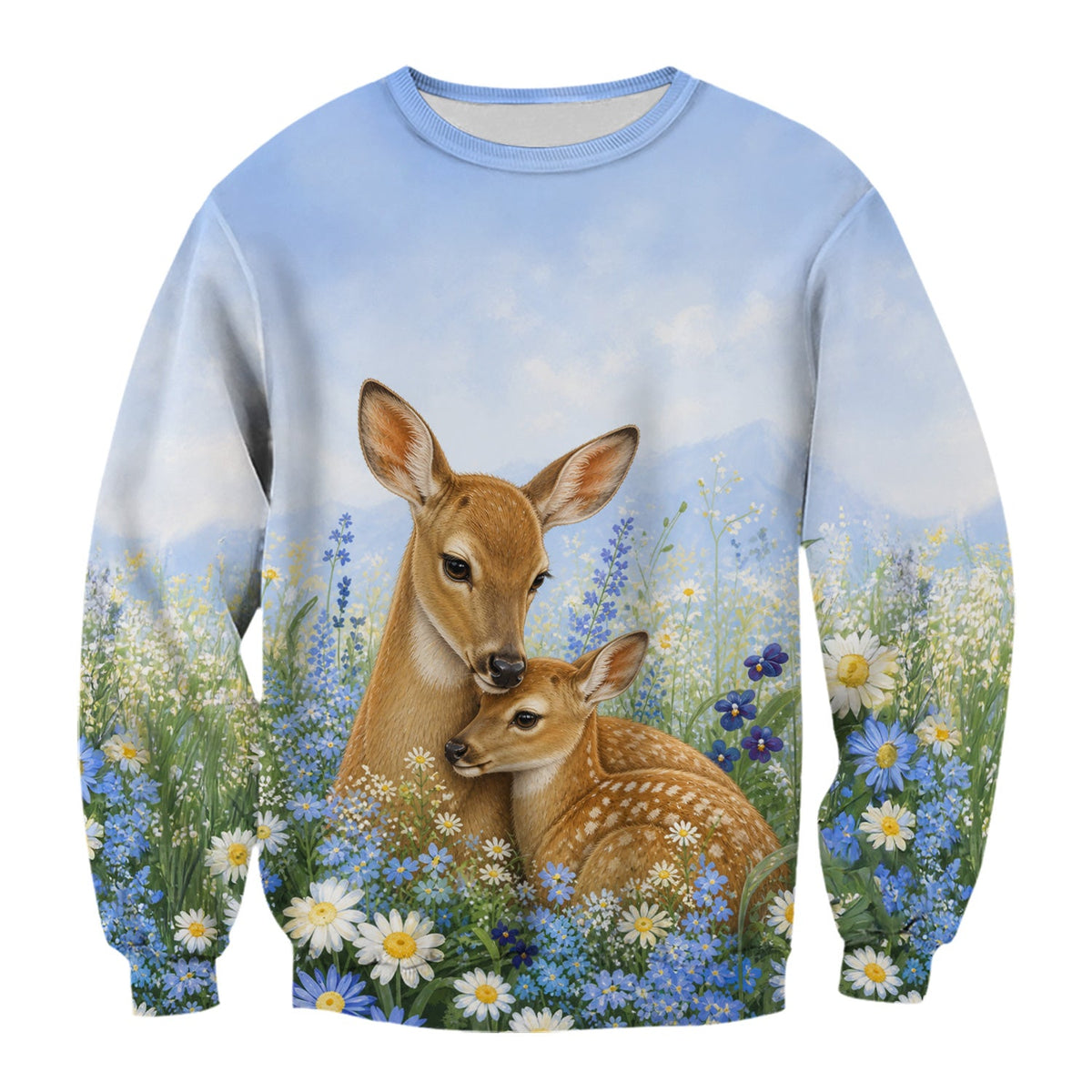Deer Mother Baby Meadow Nurse Scrub Top
