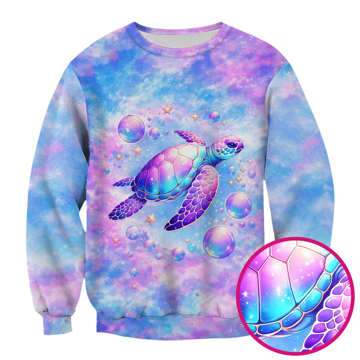 Pastel Galaxy Sea Turtle Bubble Nurse Scrub Top