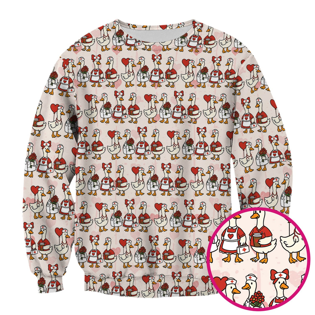 Valentine Nurse Goose Scrub Top
