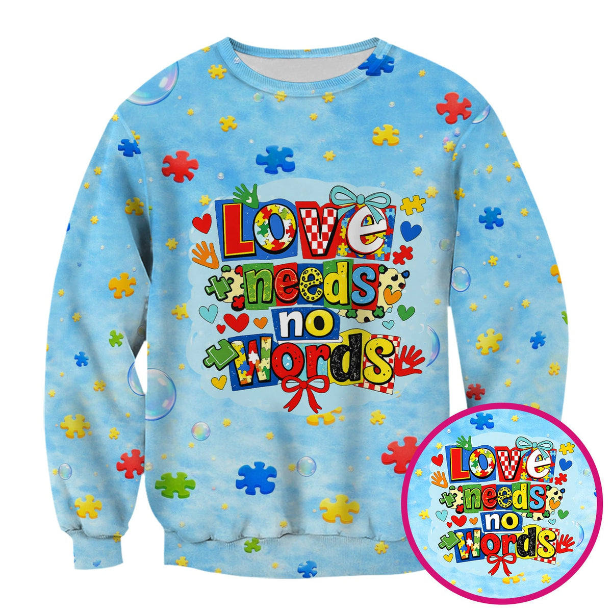 Autism Awareness Love Needs No Words Nurse Scrub Top