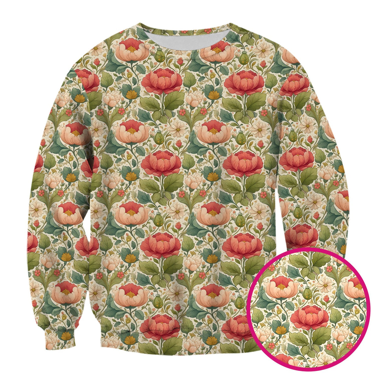 Vintage Botanical Peony Floral Nurse Scrub Top
