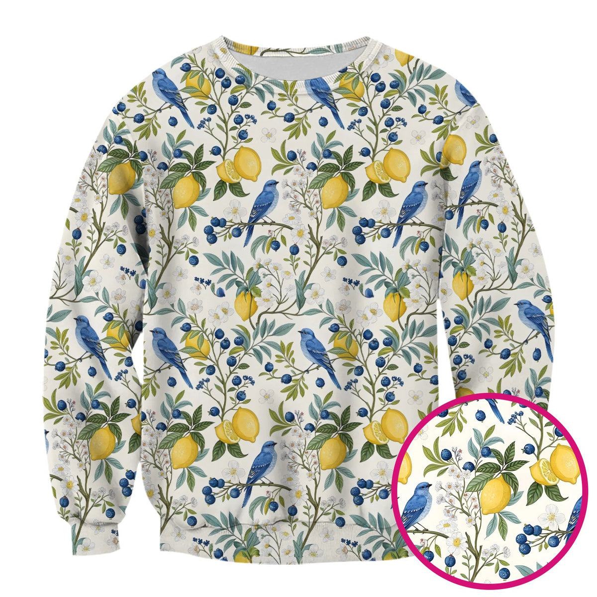 Cute Bluebird Lemon Berry Nurse Scrub Top