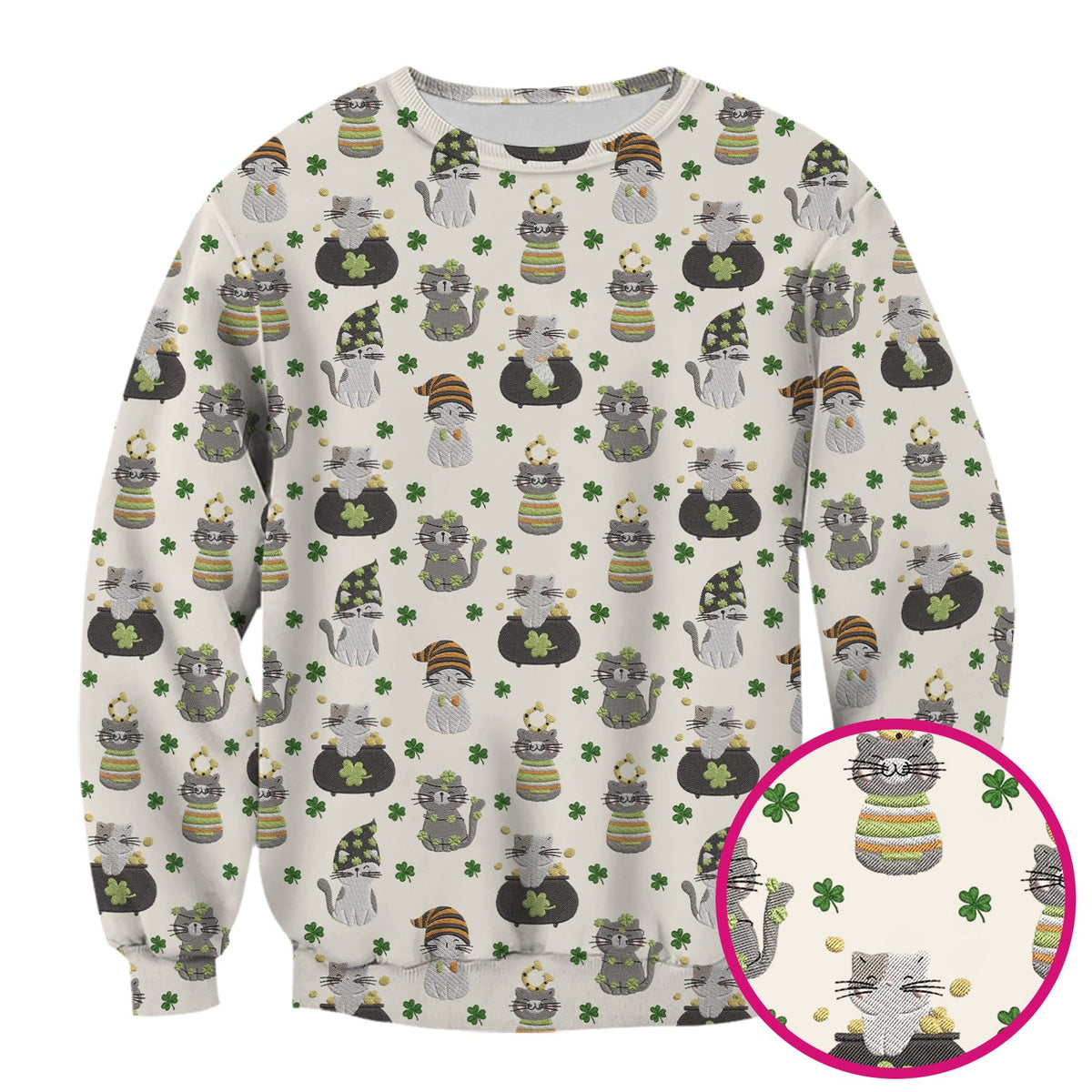 St Patrick Lucky Cat Shamrock Nurse Scrub Top