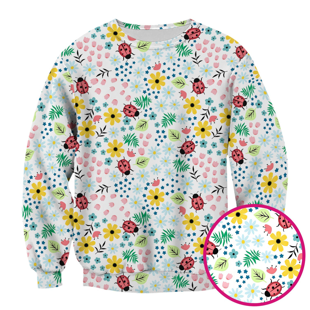 Ladybug Floral Garden Nurse Scrub Top
