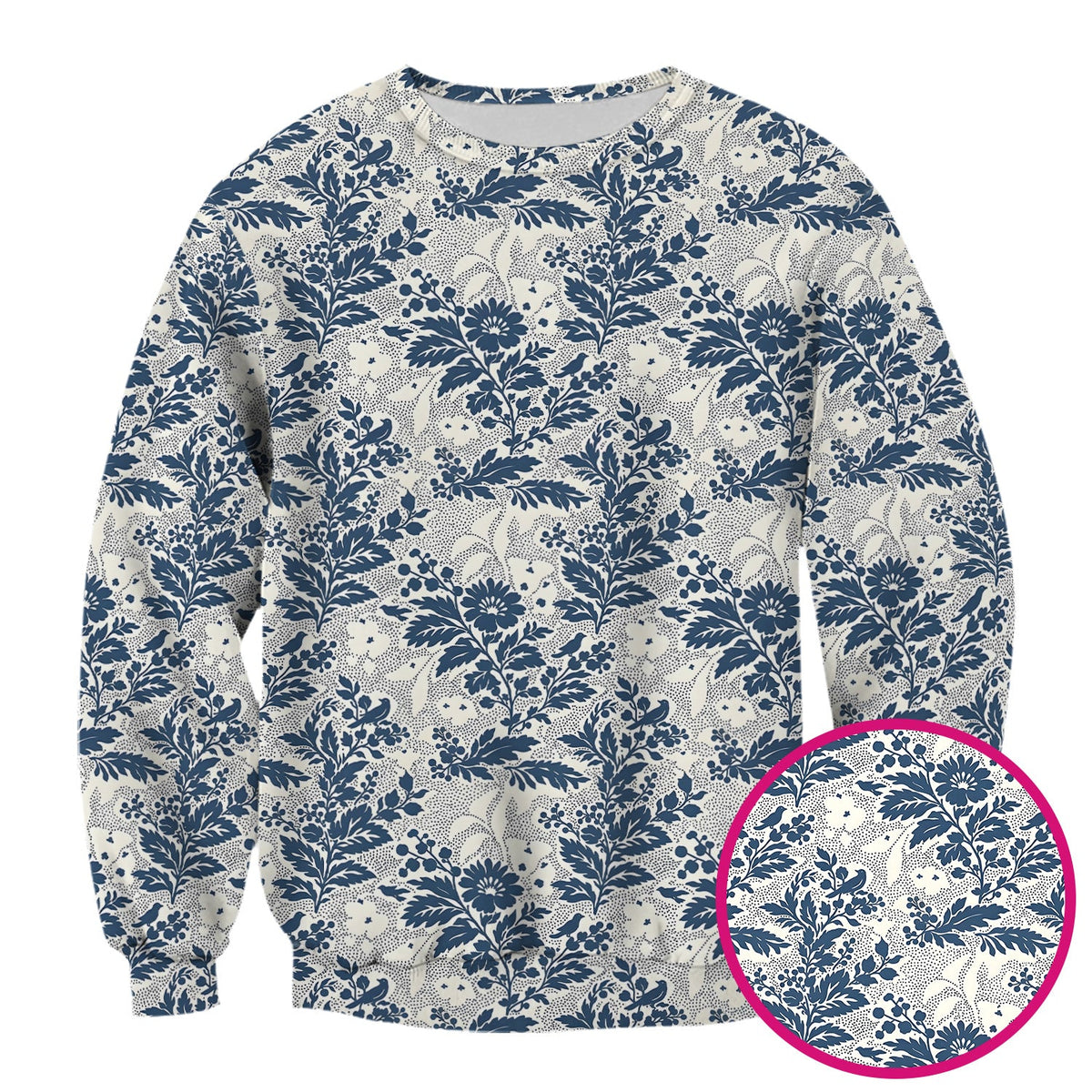 Cute Blue Floral Botanical Nurse Scrub Top