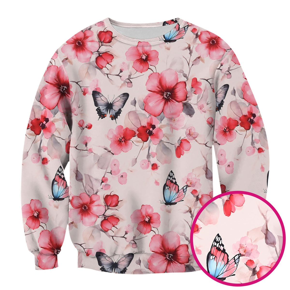 Pink Butterfly Blossom Nurse Scrub Top