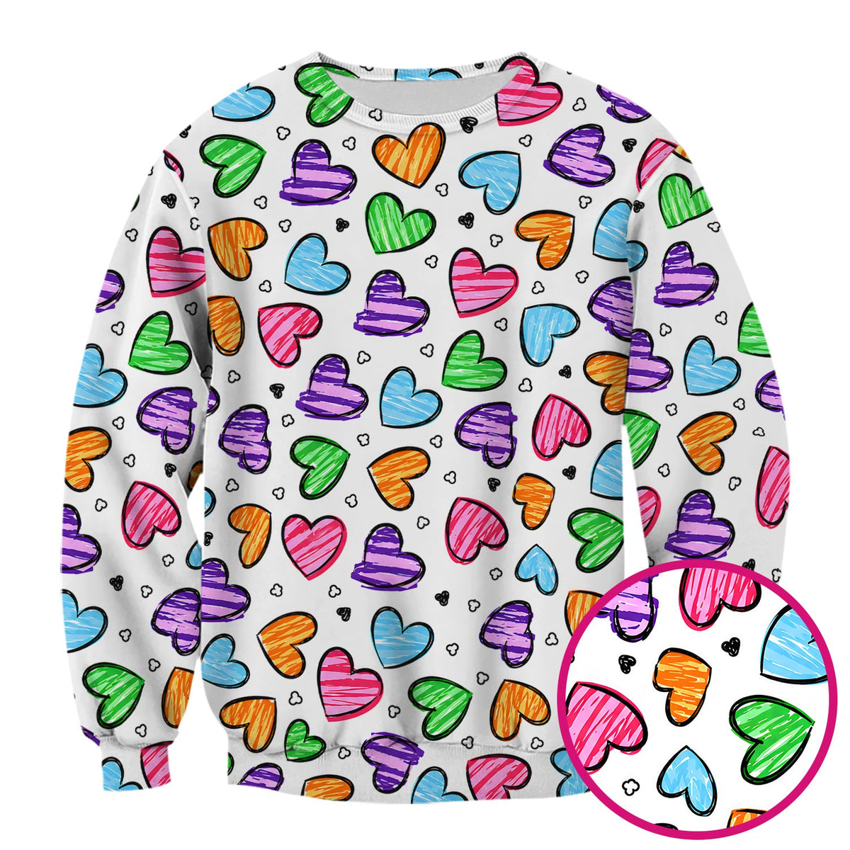Colorful Doodle Heart Nurse Scrub Top