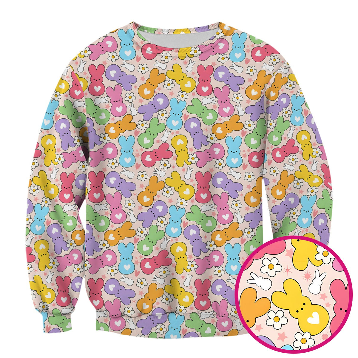 Sweet Pastel Bunny Daisy Scrub Top - Easter Gift For Nurse