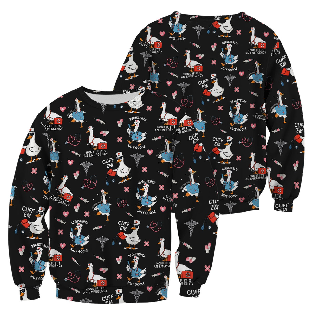 Goose Stethoscope Heart Nurse Scrub Top