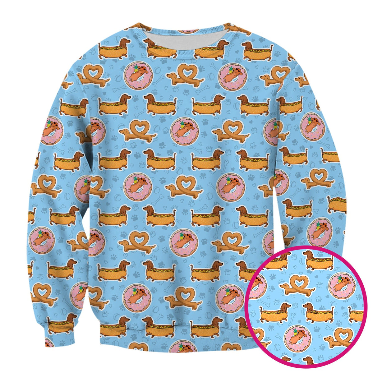 Dachshund Donut Heart Nurse Scrub Top