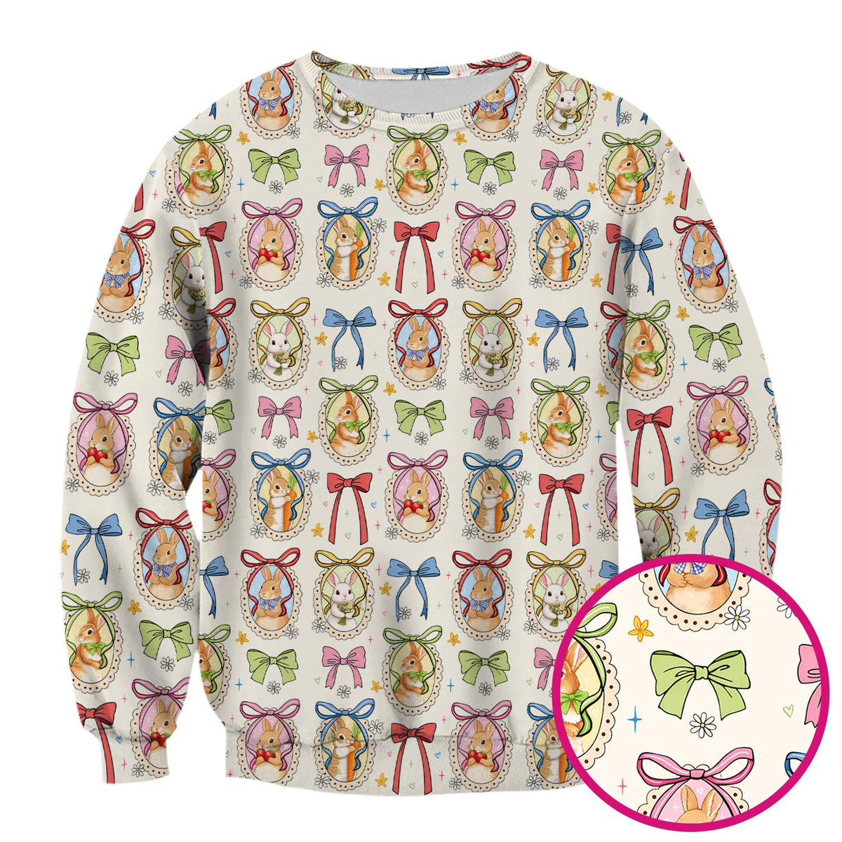 Bunny Cameo Bow Nurse Scrub Top - Easter Gift