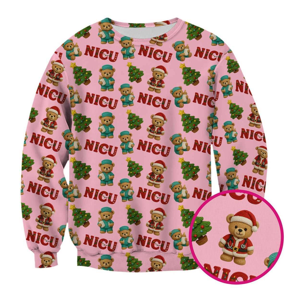 NICU Nurse Teddy Bear Scrub Top - Christmas Gift