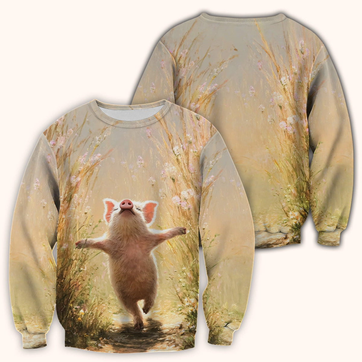 Pig Running Meadow Nurse Scrub Top