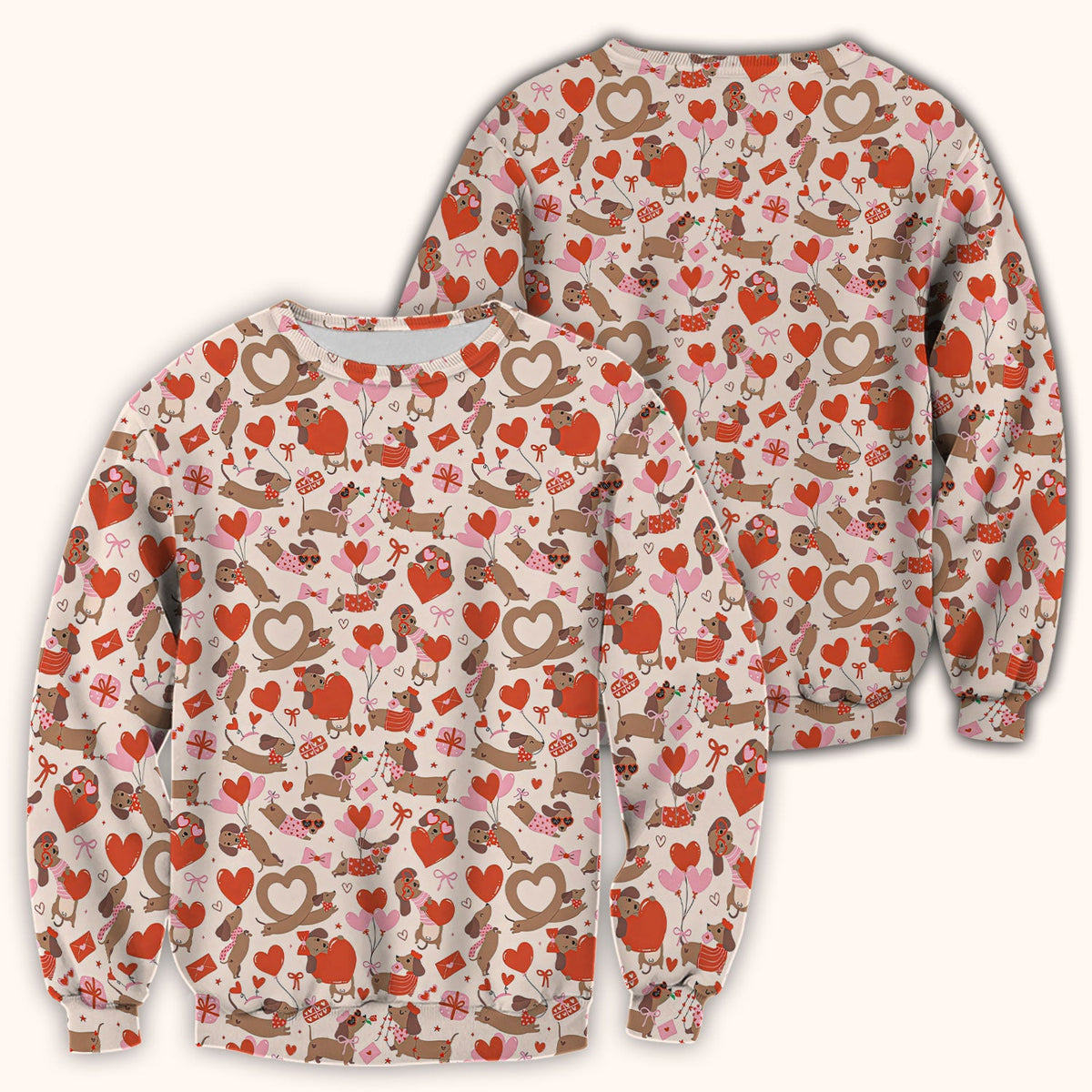 Cute Dachshund Valentine Medical Pattern Scrub Top, Breathable Fabrics Nursing Uniform