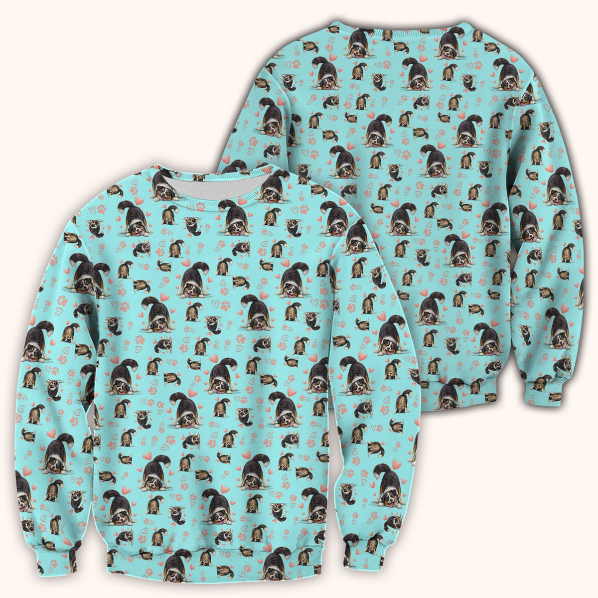Playful Dog Heart Medical Print Scrub Top, Breathable Fabrics Nursing Uniform