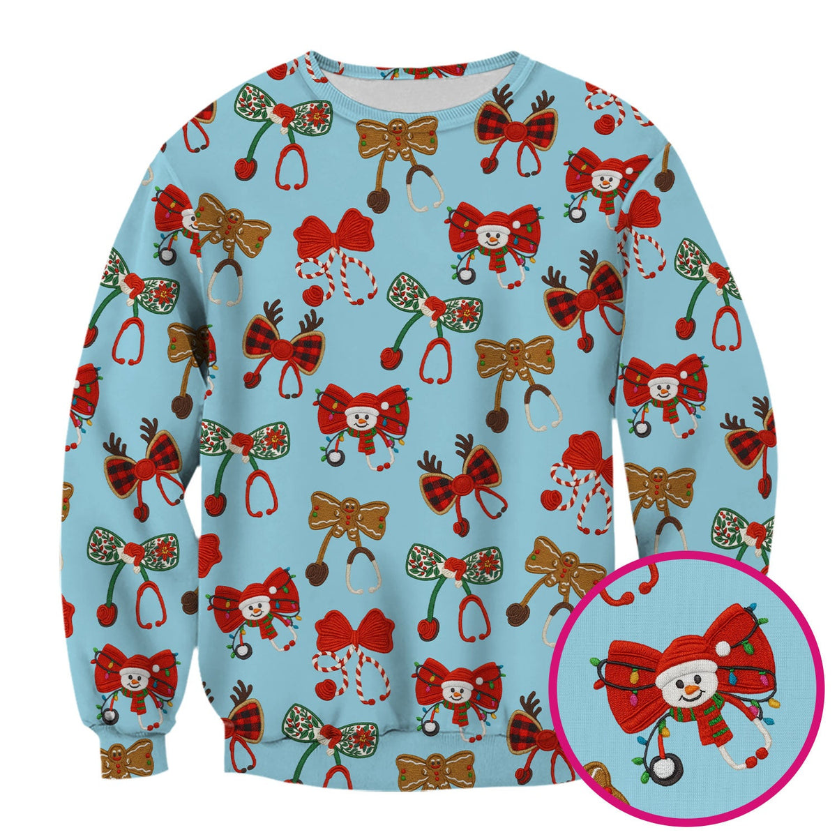 Christmas Stethoscope Bow Nurse Scrub Top