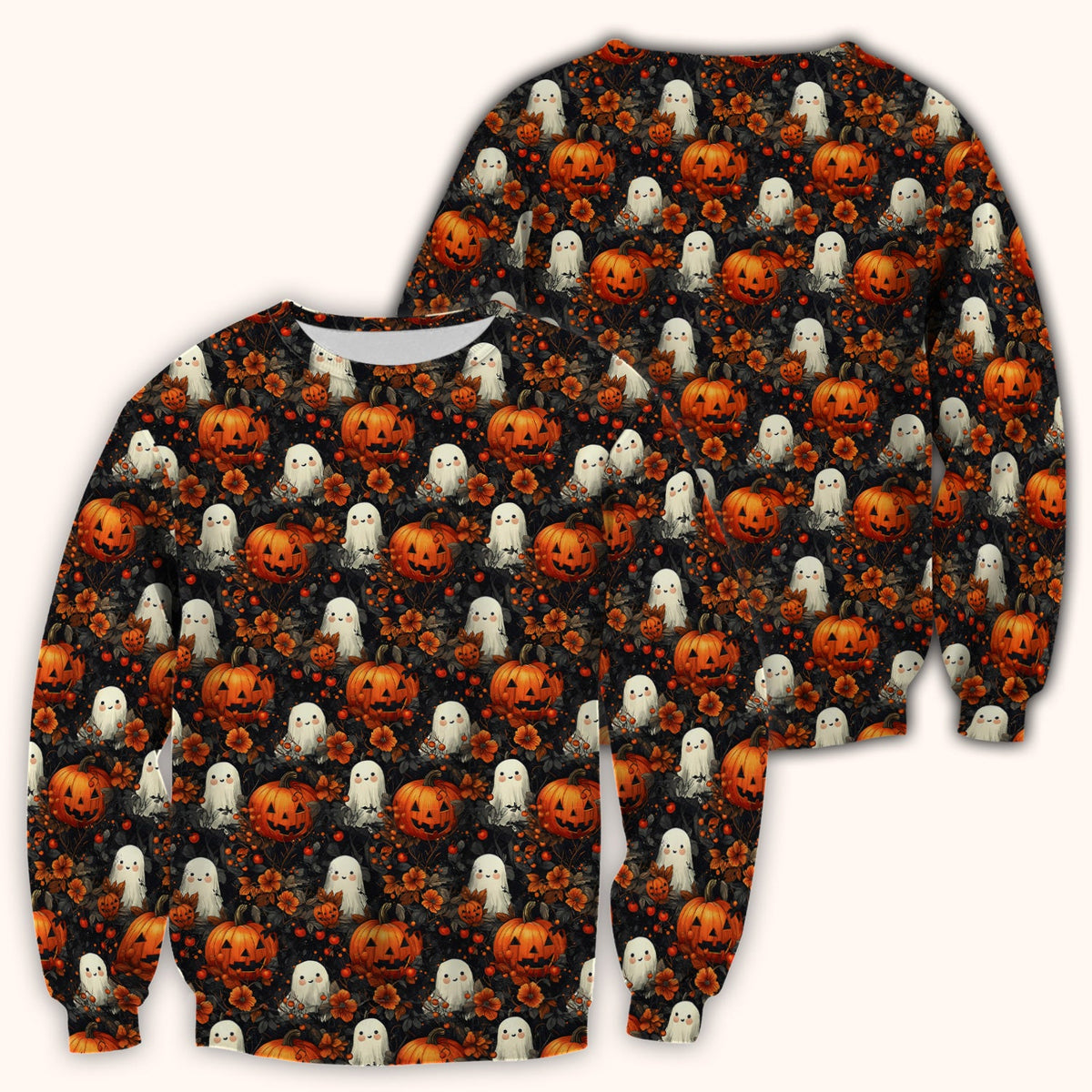 Spooky Ghost Pumpkin Nurse Scrub Top