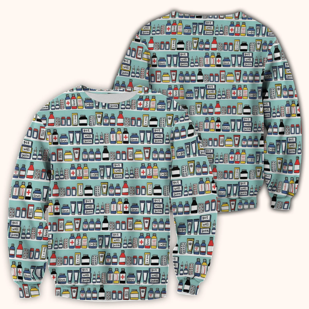 Medicine Bottle Pharmacy Pills Nurse Scrub Top