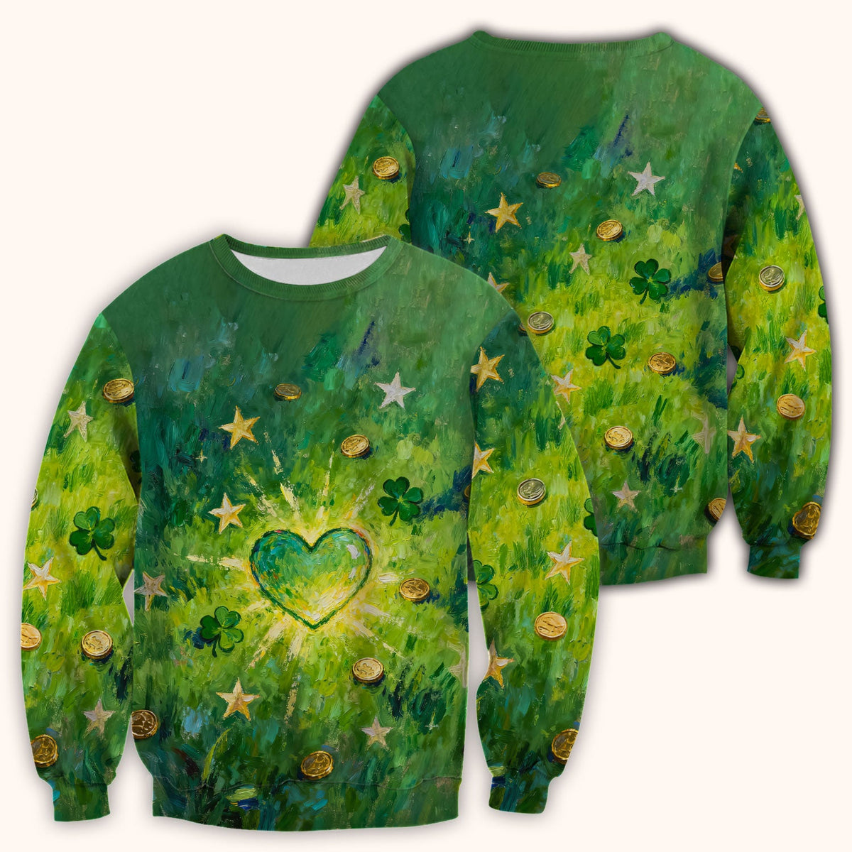 St Patrick Lucky Shamrock Heart Nurse Scrub Top