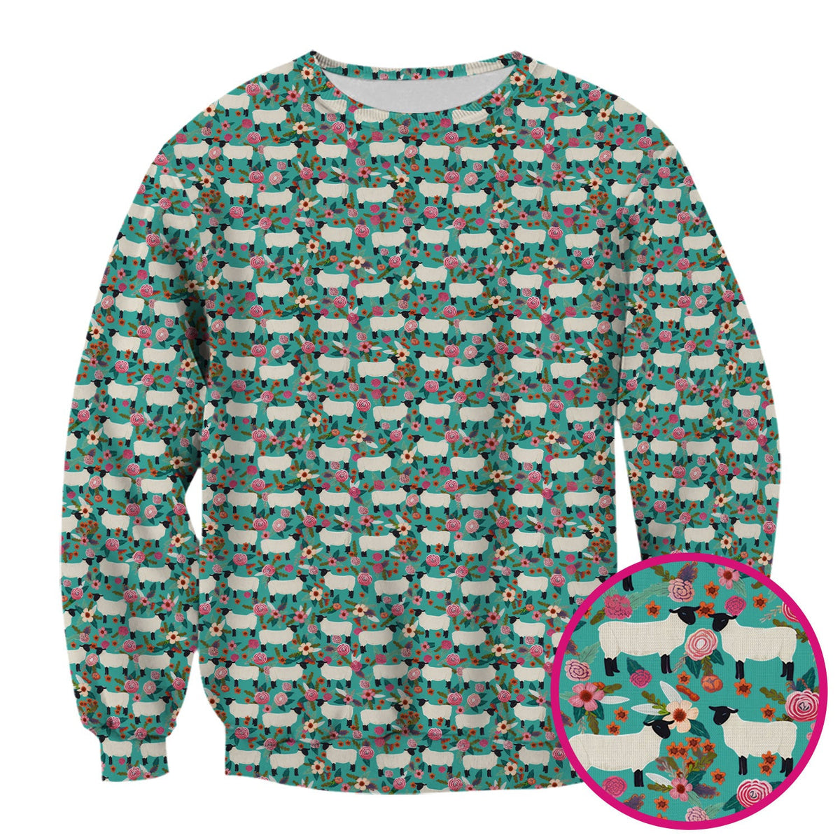 Sheep Floral Meadow Nurse Scrub Top