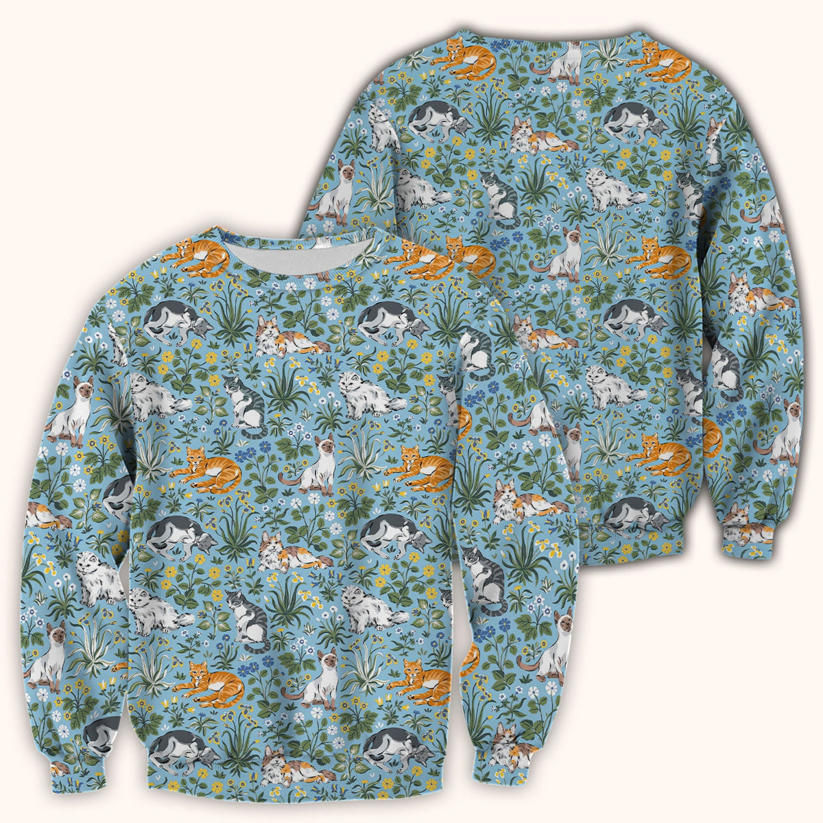 Floral Cat Garden Nurse Scrub Top