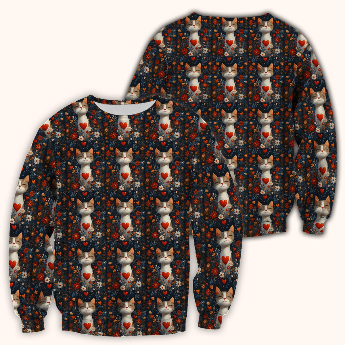 Cat Heart Floral Garden Nurse Scrub Top