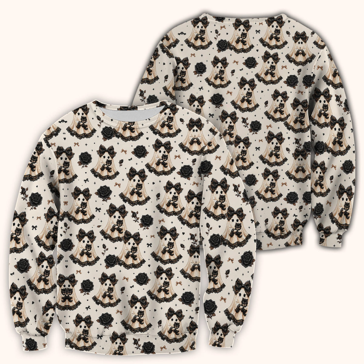 Ghost Black Cat Nurse Scrub Top - Halloween Gift