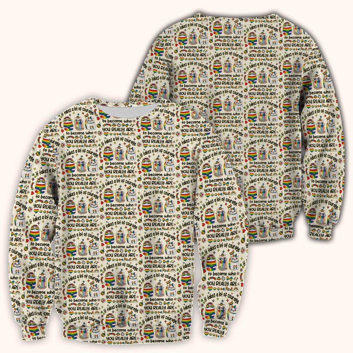 Nurse Rainbow Cat Courage Scrub Top