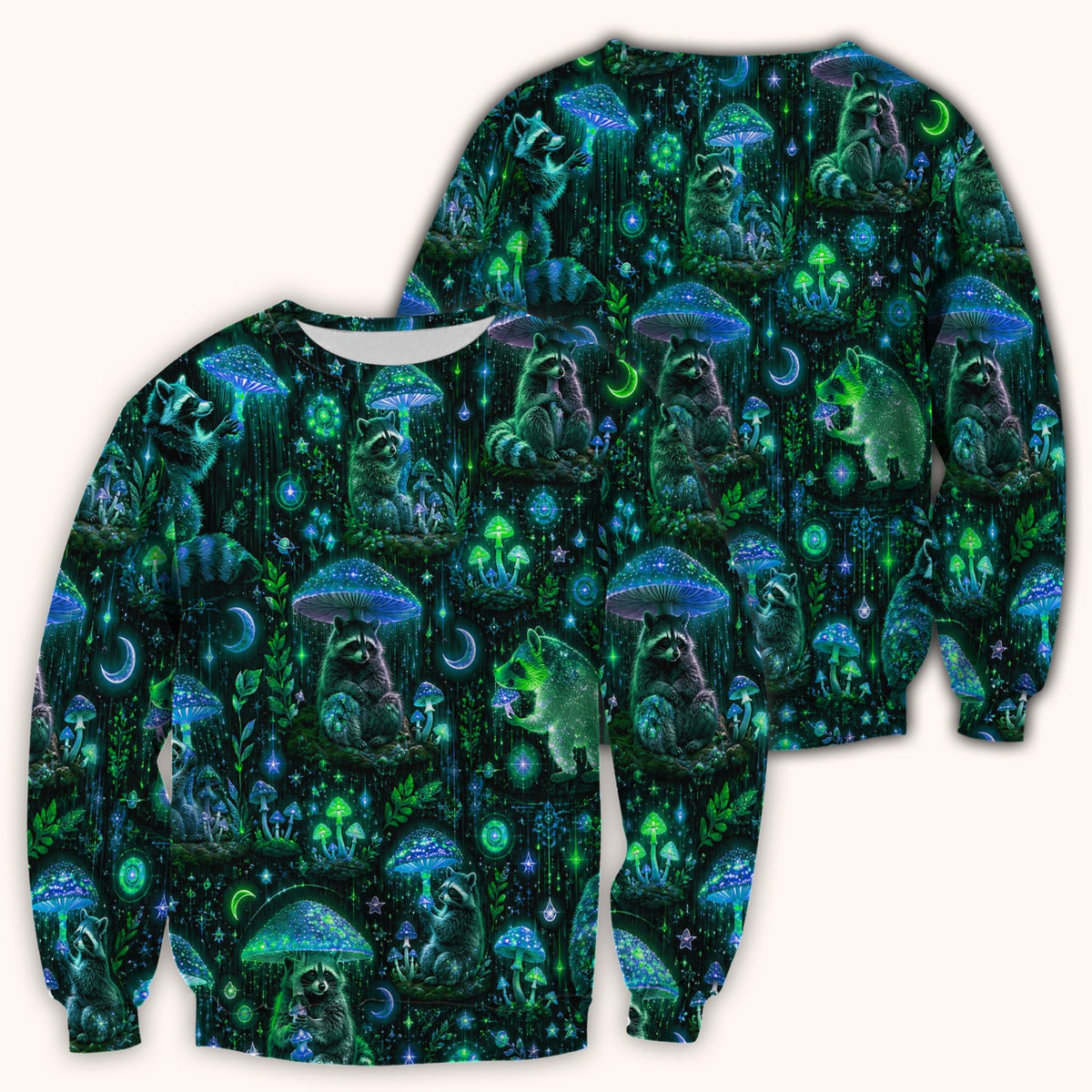Glowing Raccoon Forest Nurse Scrub Top