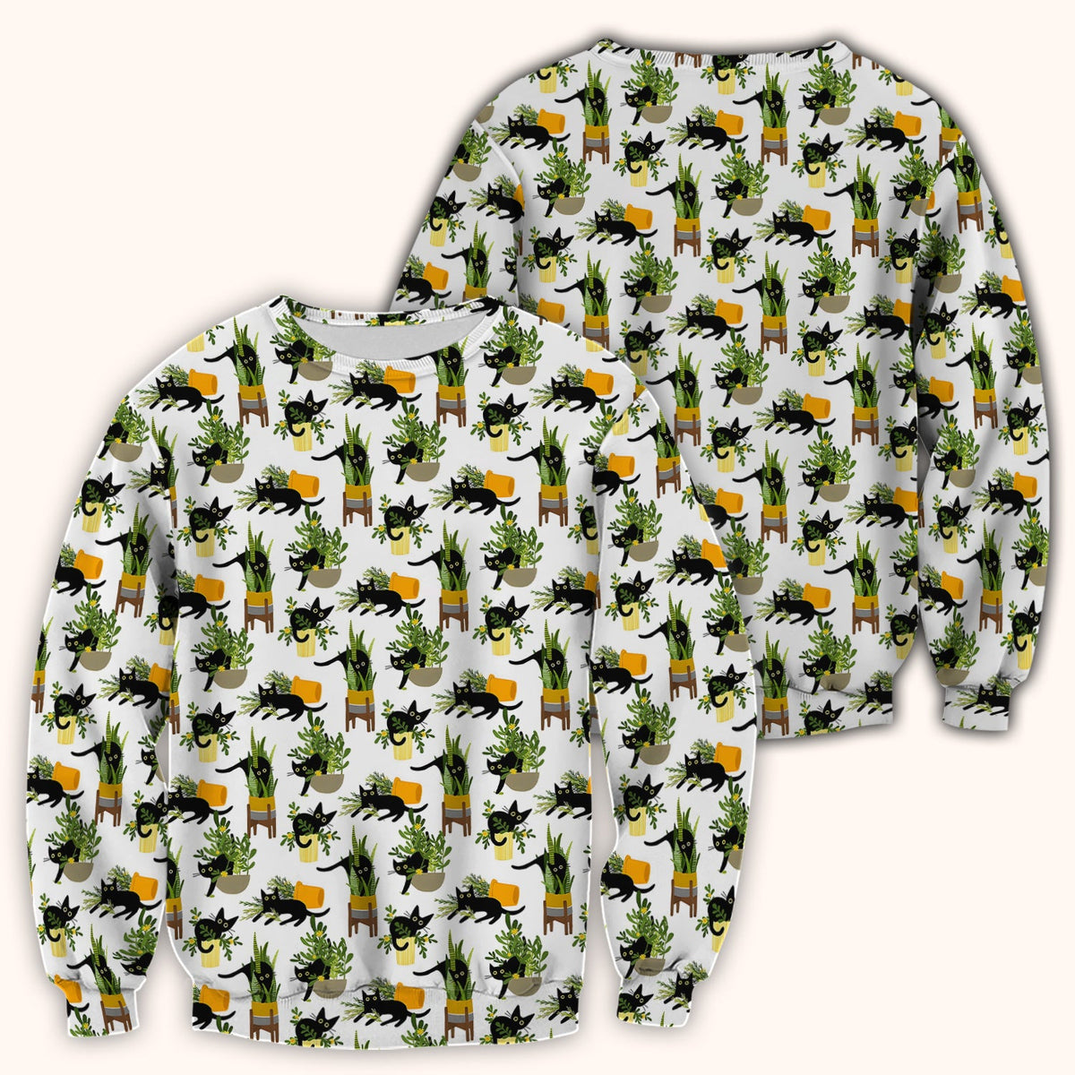 Black Cat Plant Pots Nurse Scrub Top