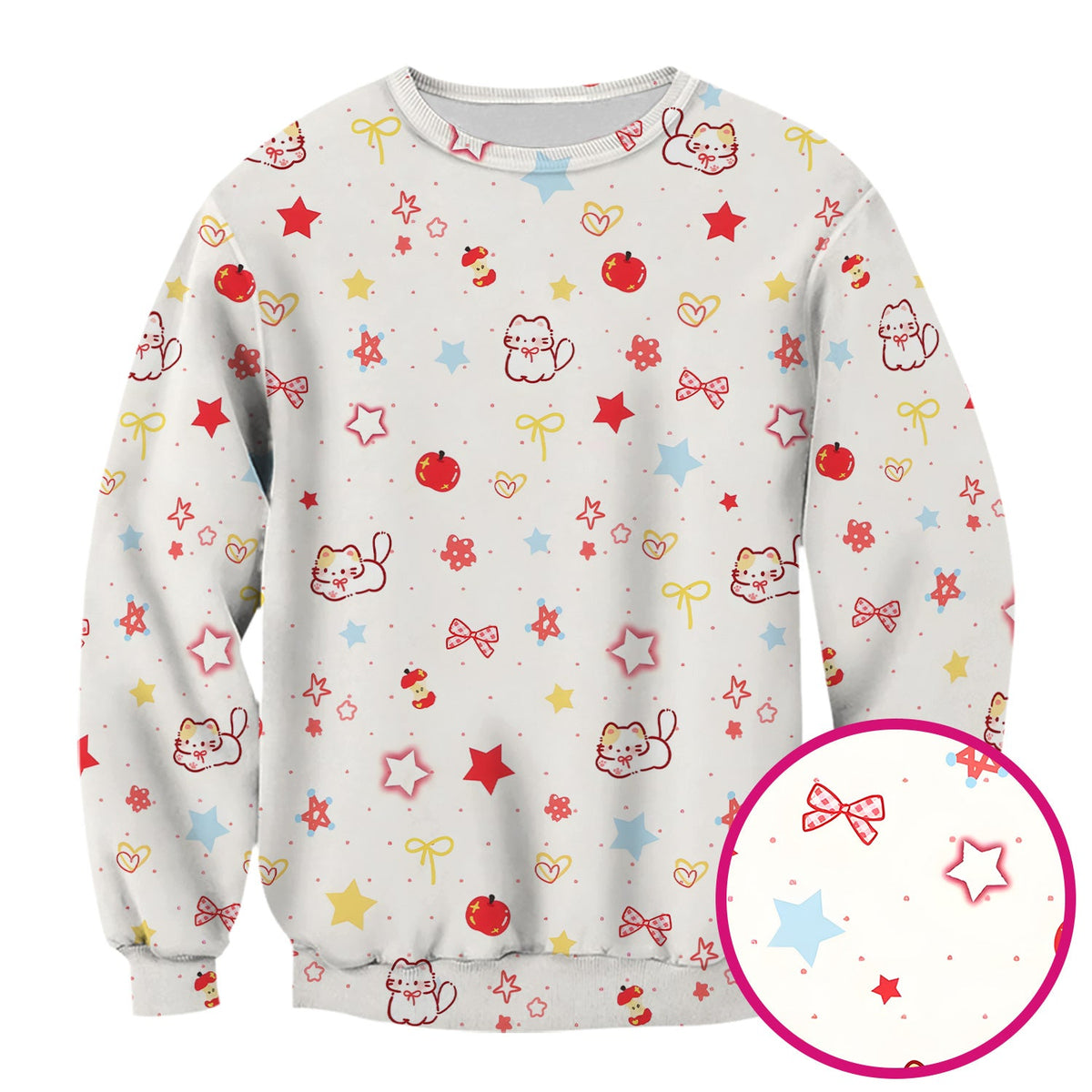 Kawaii Cat Bow Star Nurse Scrub Top