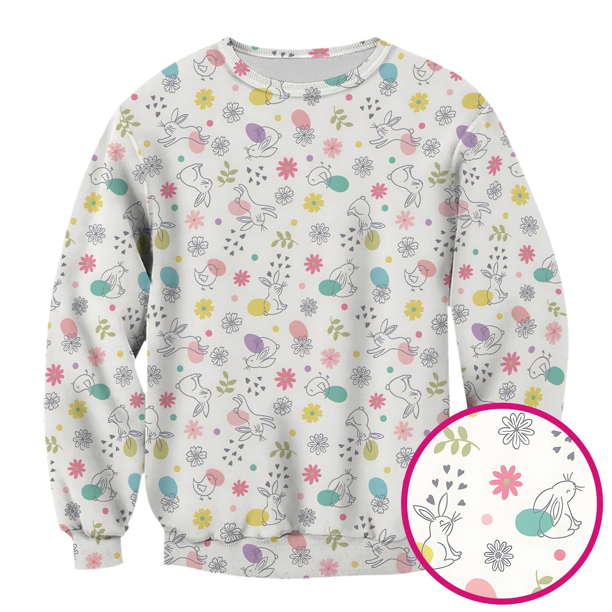 Whimsical Easter Bunny Eggs Nurse Scrub Top