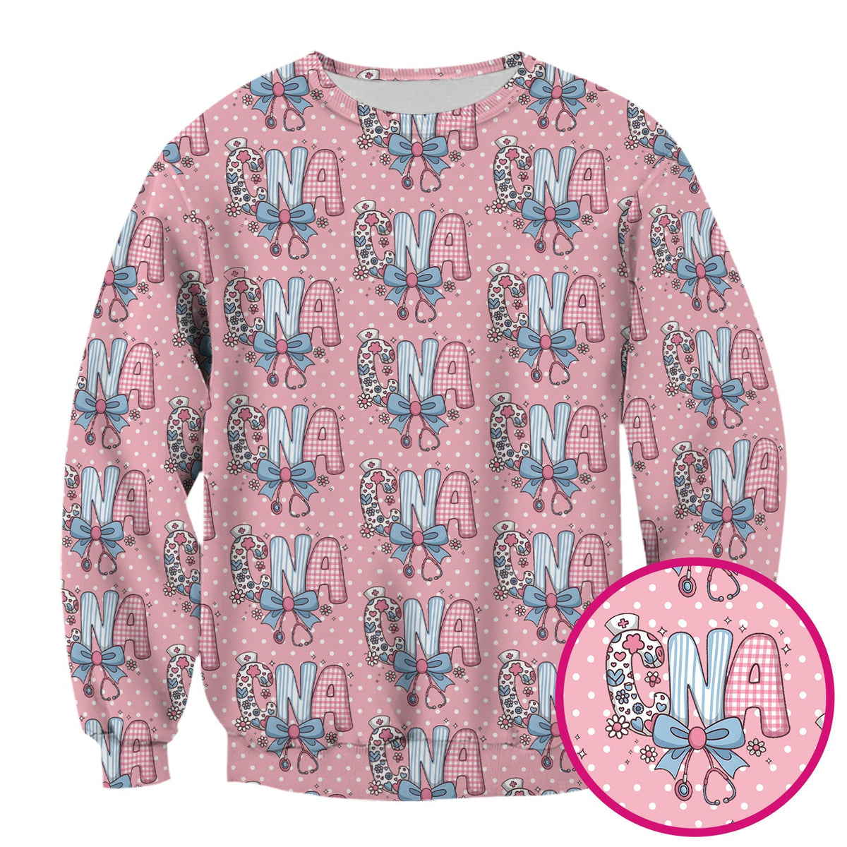 Floral Bow Nurse Scrub Top