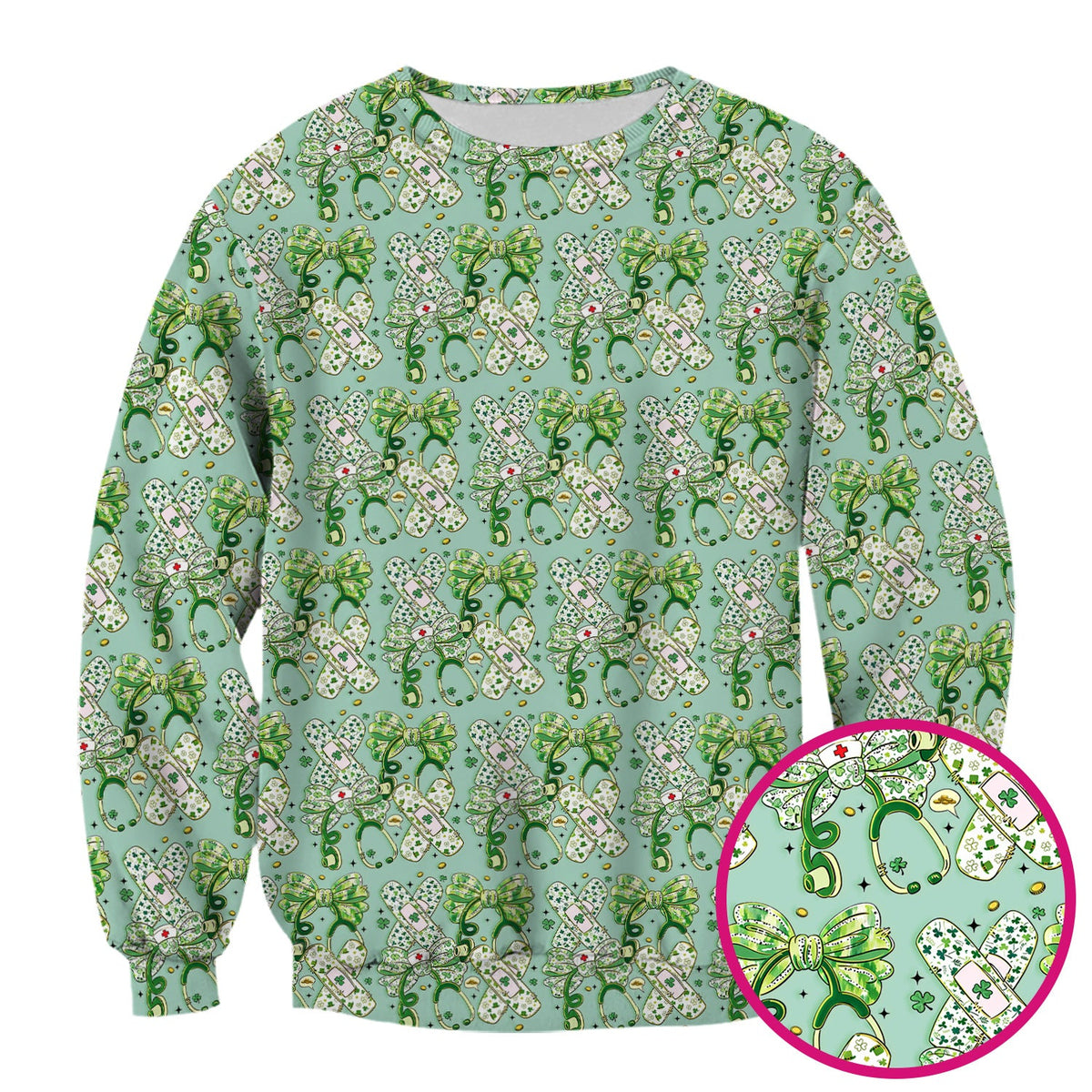 St Patrick Shamrock Stethoscope Nurse Scrub Top