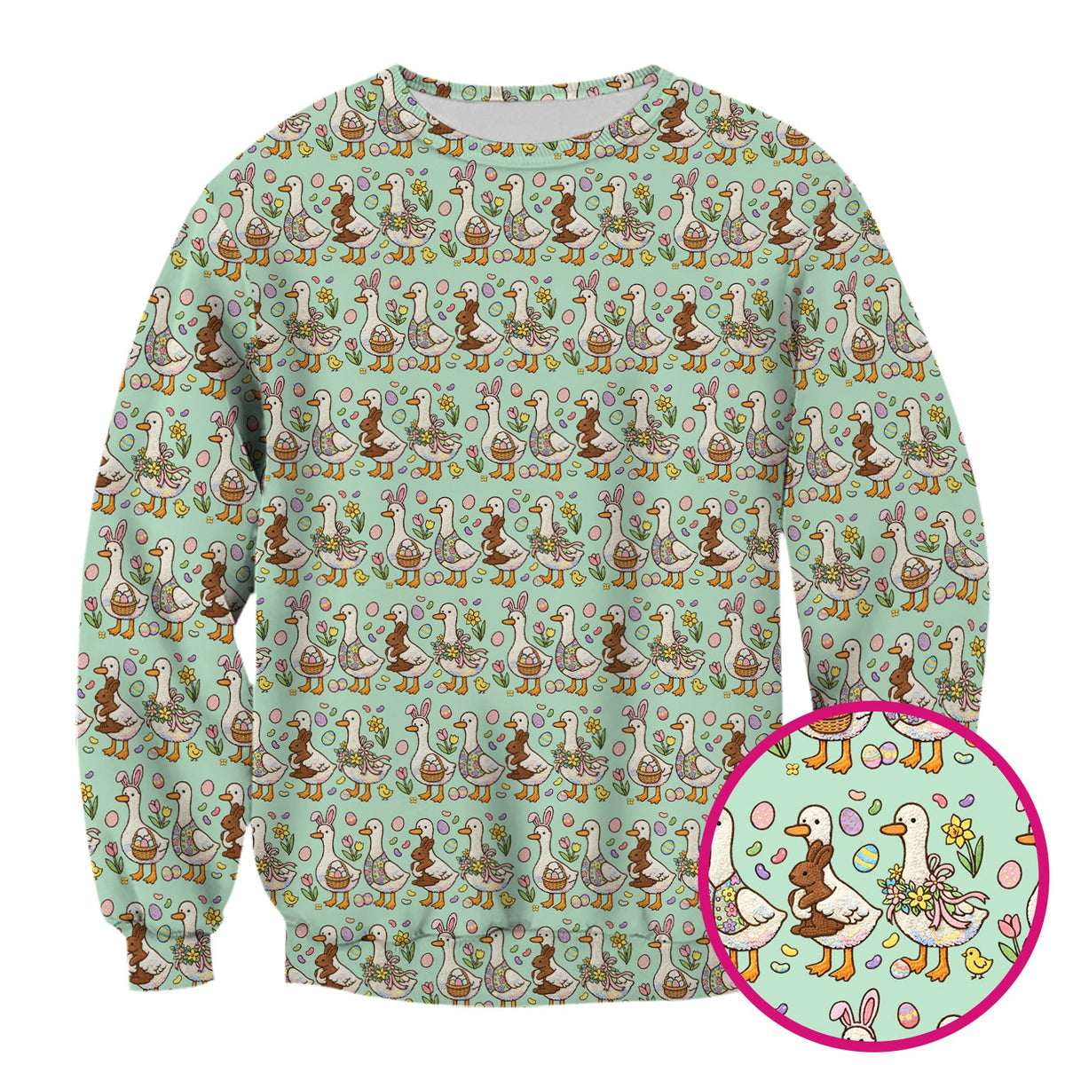 Duck Bunny Egg Floral Nurse Scrub Top - Easter Gift
