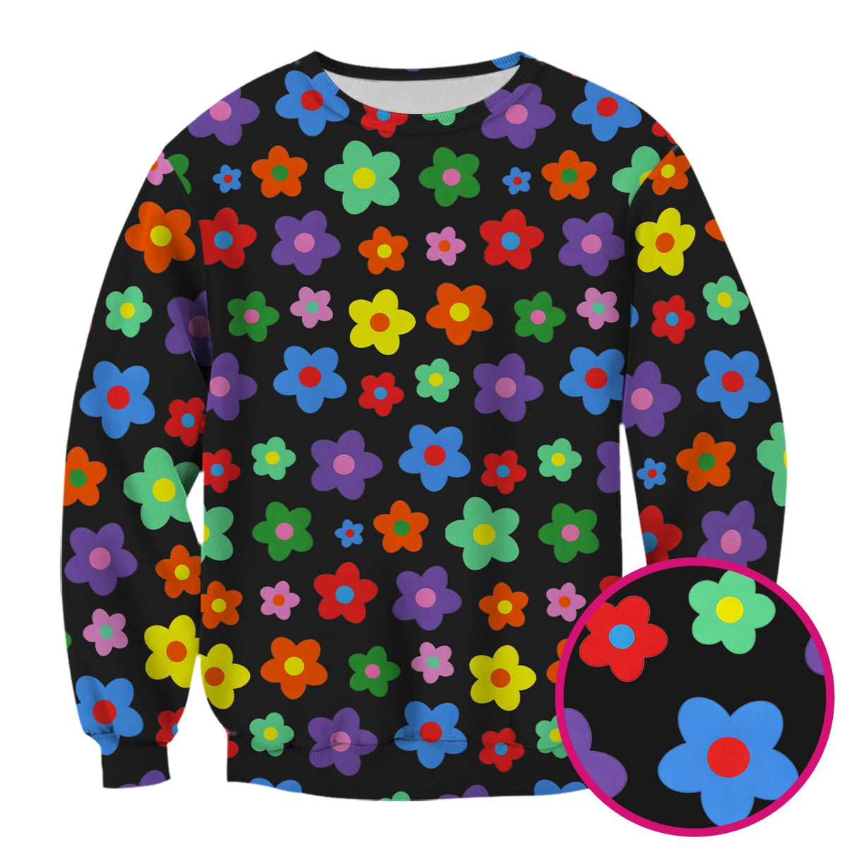 Colorful Retro Flower Nurse Scrub Top