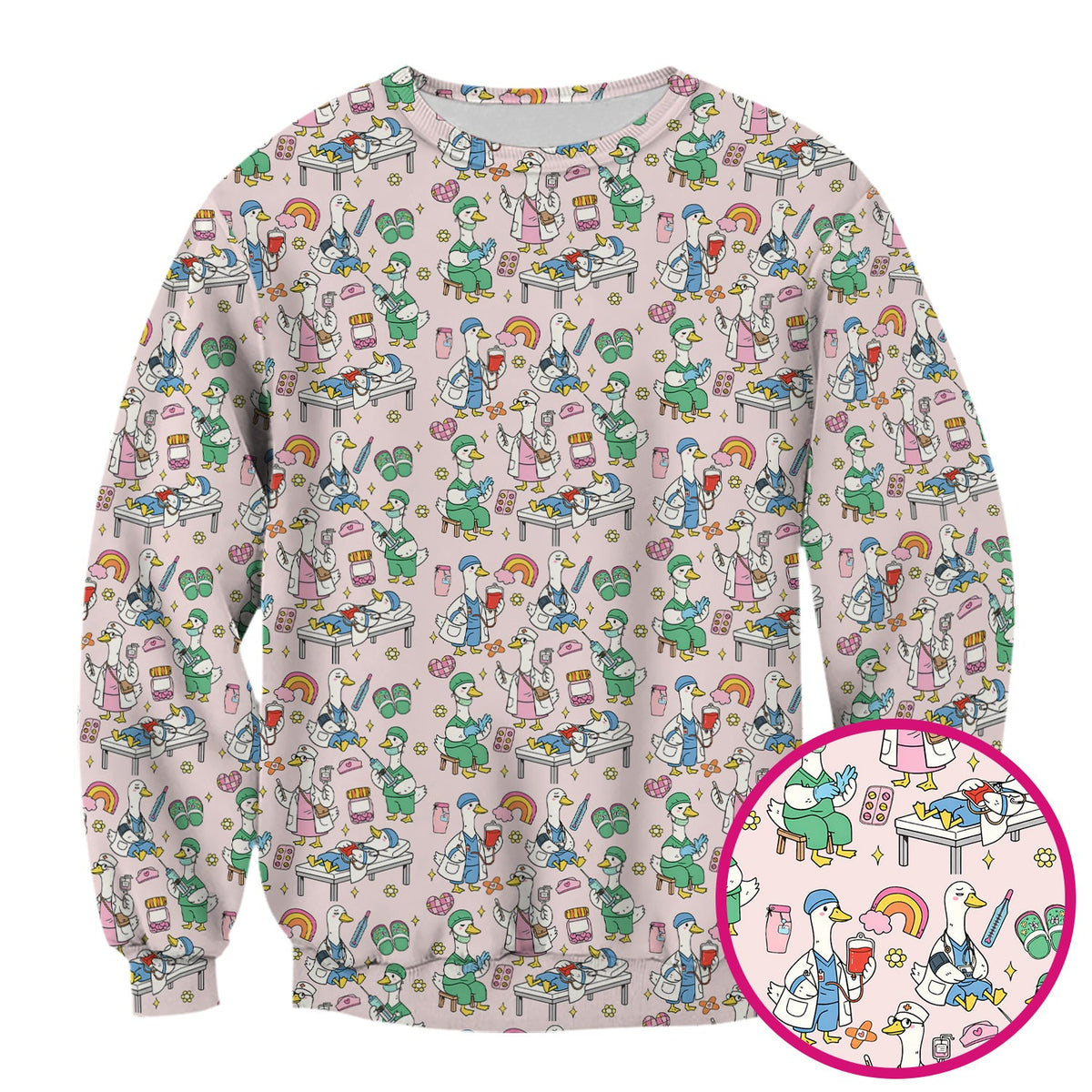 Duck Medical Doodle Nurse Scrub Top