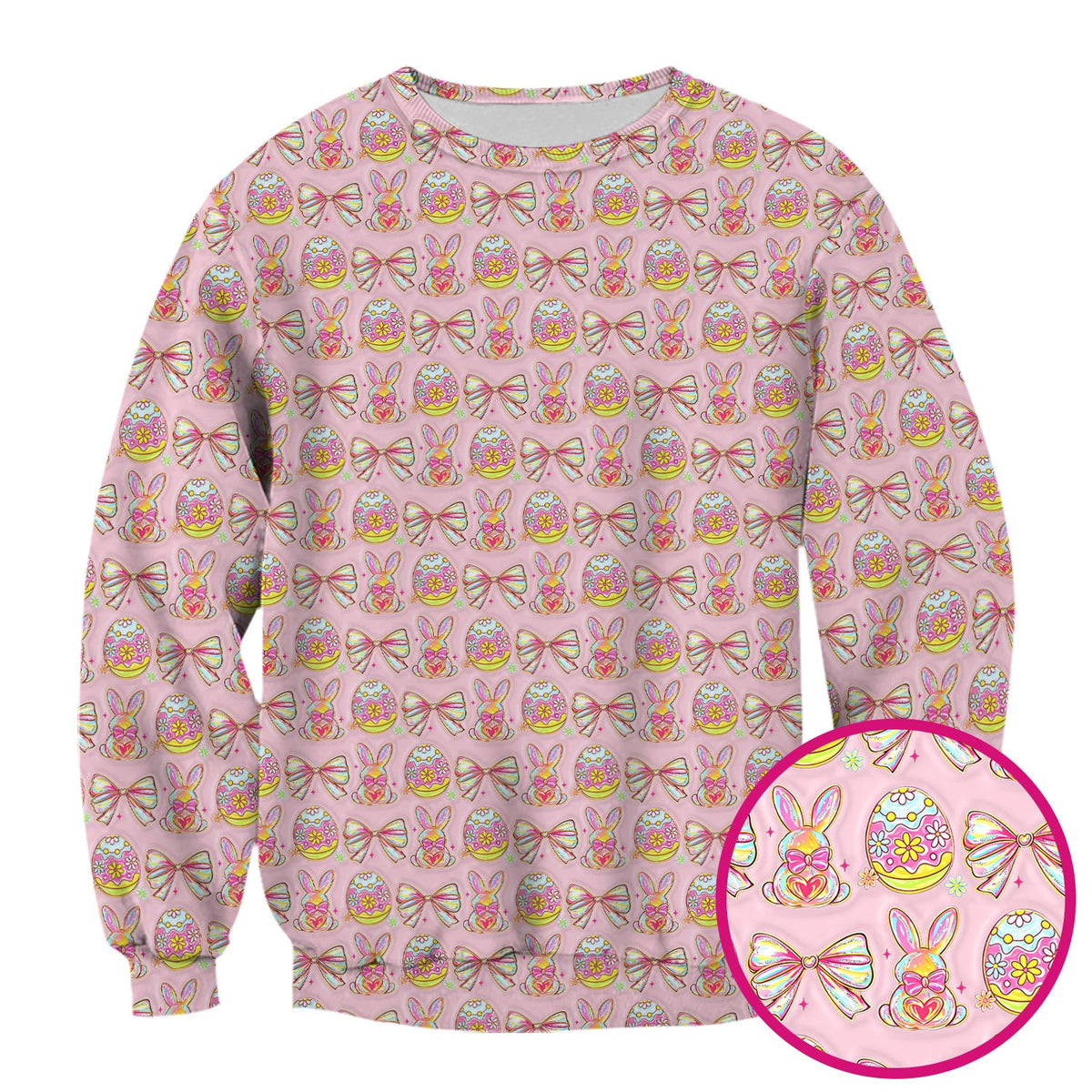 Bunny Pastel Egg Bow Nurse Scrub Top - Easter Gift